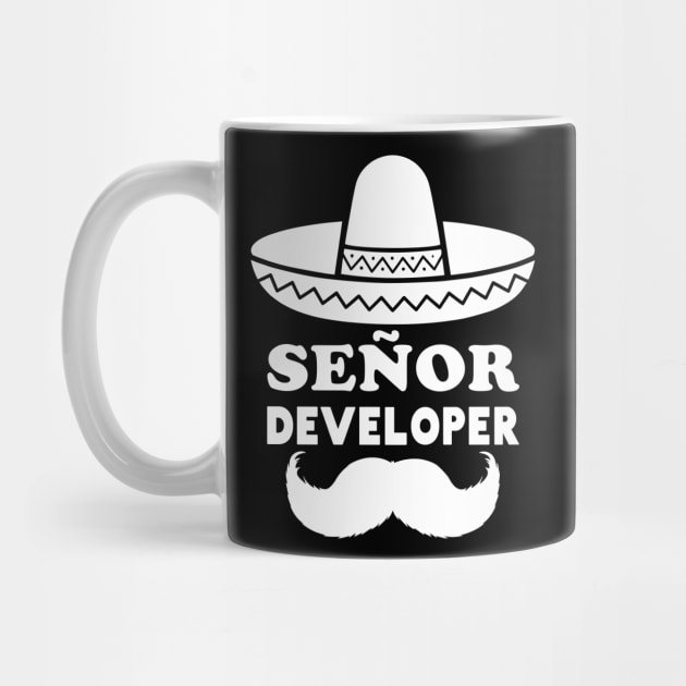 Señor Developer (Senior Developer) - White by shirtonaut